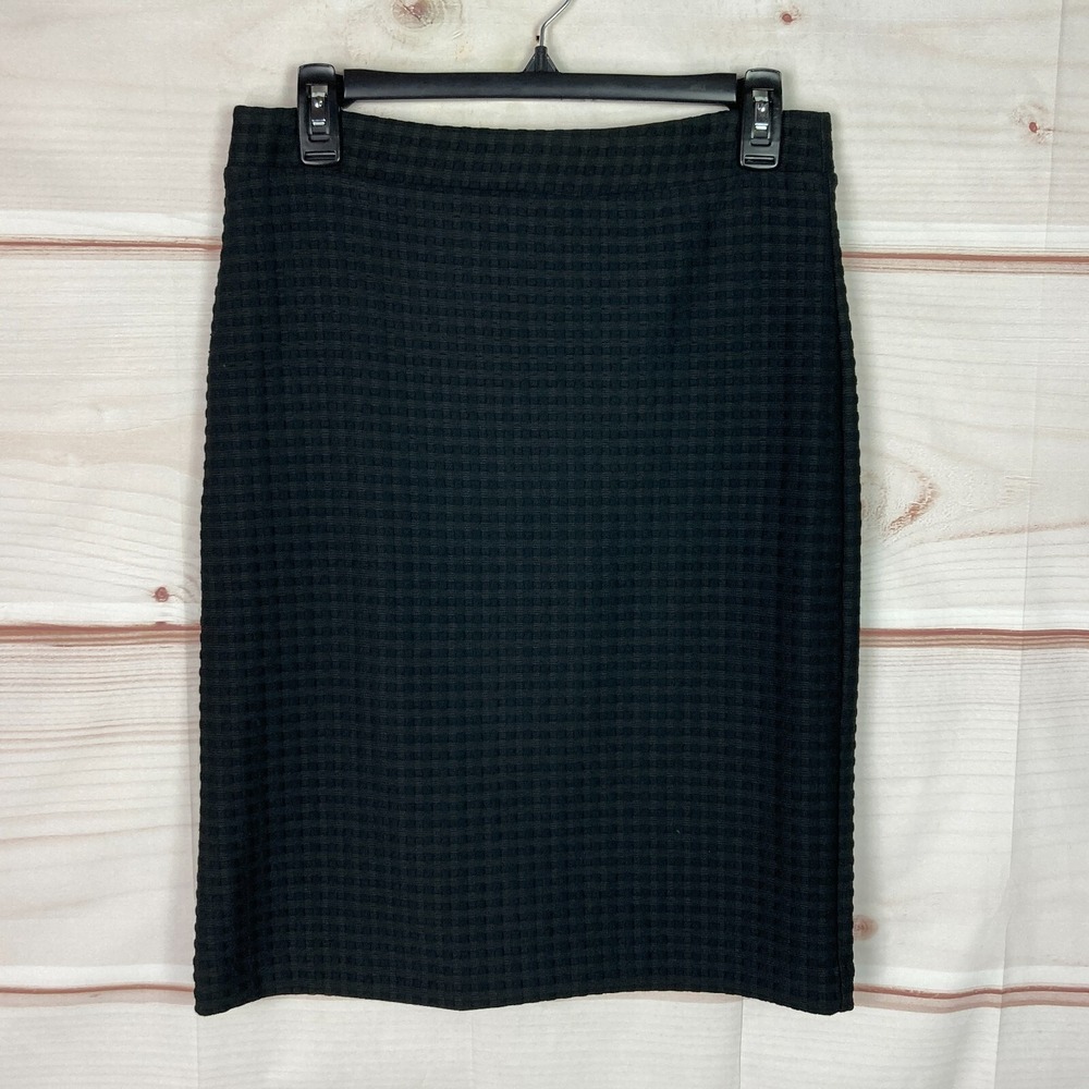 Banana Republic Skirt Womens 4 Black‎ Pencil Knit Texture Geometric Solid Lined